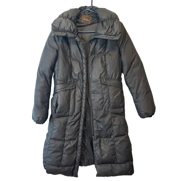 Cole Haan Black Down Midi Puffer Coat Jacket Size Small - Picture 5 of 16